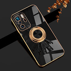 Funda Silicona Carcasa Ultrafina Goma con Magnetico Anillo de dedo Soporte AN2 para Xiaomi Redmi Note 10 Pro 5G Negro