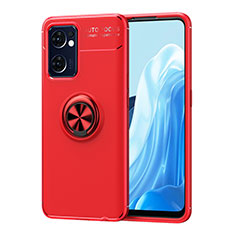 Funda Silicona Carcasa Ultrafina Goma con Magnetico Anillo de dedo Soporte JM1 para OnePlus Nord CE 2 5G Rojo