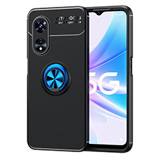 Funda Silicona Carcasa Ultrafina Goma con Magnetico Anillo de dedo Soporte JM1 para Oppo A1 Pro 5G Azul y Negro