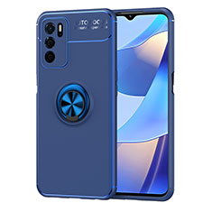 Funda Silicona Carcasa Ultrafina Goma con Magnetico Anillo de dedo Soporte JM1 para Oppo A16 Azul