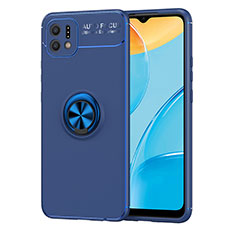 Funda Silicona Carcasa Ultrafina Goma con Magnetico Anillo de dedo Soporte JM1 para Oppo A16e Azul