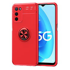 Funda Silicona Carcasa Ultrafina Goma con Magnetico Anillo de dedo Soporte JM1 para Oppo A55 5G Rojo