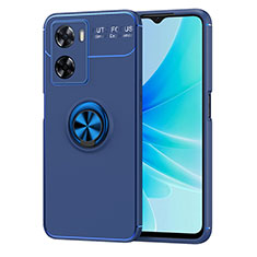 Funda Silicona Carcasa Ultrafina Goma con Magnetico Anillo de dedo Soporte JM1 para Oppo A57s Azul