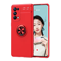 Funda Silicona Carcasa Ultrafina Goma con Magnetico Anillo de dedo Soporte JM1 para Oppo A74 5G Rojo