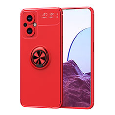 Funda Silicona Carcasa Ultrafina Goma con Magnetico Anillo de dedo Soporte JM1 para Oppo A96 5G Rojo