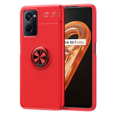 Funda Silicona Carcasa Ultrafina Goma con Magnetico Anillo de dedo Soporte JM1 para Oppo K10 4G Rojo