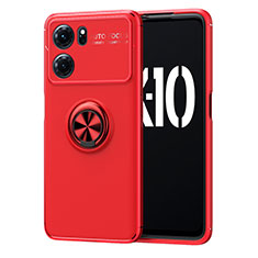 Funda Silicona Carcasa Ultrafina Goma con Magnetico Anillo de dedo Soporte JM1 para Oppo K10 5G Rojo