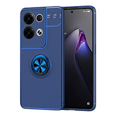 Funda Silicona Carcasa Ultrafina Goma con Magnetico Anillo de dedo Soporte JM1 para Oppo Reno8 Pro 5G Azul