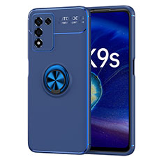 Funda Silicona Carcasa Ultrafina Goma con Magnetico Anillo de dedo Soporte JM1 para Realme 9 SE 5G Azul