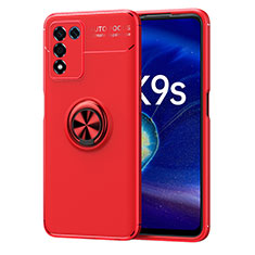 Funda Silicona Carcasa Ultrafina Goma con Magnetico Anillo de dedo Soporte JM1 para Realme 9 SE 5G Rojo