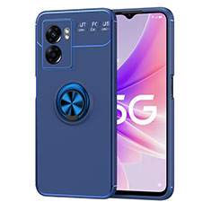 Funda Silicona Carcasa Ultrafina Goma con Magnetico Anillo de dedo Soporte JM1 para Realme Q5i 5G Azul