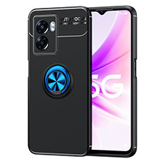 Funda Silicona Carcasa Ultrafina Goma con Magnetico Anillo de dedo Soporte JM1 para Realme Q5i 5G Azul y Negro