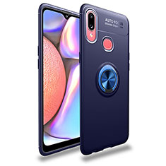 Funda Silicona Carcasa Ultrafina Goma con Magnetico Anillo de dedo Soporte JM1 para Samsung Galaxy A10s Azul