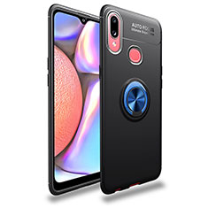 Funda Silicona Carcasa Ultrafina Goma con Magnetico Anillo de dedo Soporte JM1 para Samsung Galaxy A10s Azul y Negro