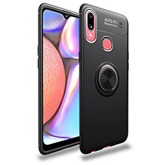 Funda Silicona Carcasa Ultrafina Goma con Magnetico Anillo de dedo Soporte JM1 para Samsung Galaxy A10s Negro