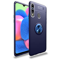 Funda Silicona Carcasa Ultrafina Goma con Magnetico Anillo de dedo Soporte JM1 para Samsung Galaxy A20s Azul