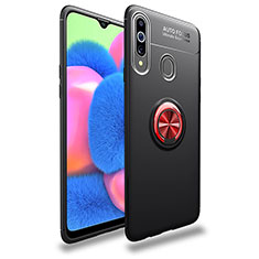 Funda Silicona Carcasa Ultrafina Goma con Magnetico Anillo de dedo Soporte JM1 para Samsung Galaxy A20s Rojo y Negro