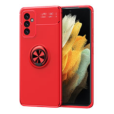 Funda Silicona Carcasa Ultrafina Goma con Magnetico Anillo de dedo Soporte JM1 para Samsung Galaxy A24 4G Rojo