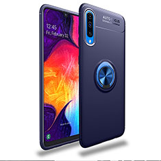 Funda Silicona Carcasa Ultrafina Goma con Magnetico Anillo de dedo Soporte JM1 para Samsung Galaxy A30S Azul