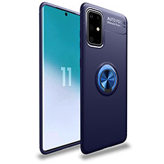 Funda Silicona Carcasa Ultrafina Goma con Magnetico Anillo de dedo Soporte JM1 para Samsung Galaxy A41 Azul