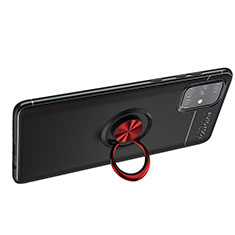 Funda Silicona Carcasa Ultrafina Goma con Magnetico Anillo de dedo Soporte JM1 para Samsung Galaxy A51 5G Rojo y Negro