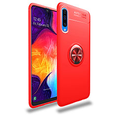 Funda Silicona Carcasa Ultrafina Goma con Magnetico Anillo de dedo Soporte JM1 para Samsung Galaxy A70S Rojo