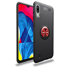 Funda Silicona Carcasa Ultrafina Goma con Magnetico Anillo de dedo Soporte JM1 para Samsung Galaxy M10 Rojo y Negro