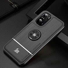 Funda Silicona Carcasa Ultrafina Goma con Magnetico Anillo de dedo Soporte JM1 para Xiaomi Poco F3 5G Negro
