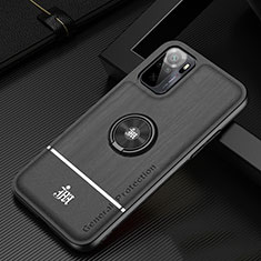 Funda Silicona Carcasa Ultrafina Goma con Magnetico Anillo de dedo Soporte JM1 para Xiaomi Poco M5S Negro