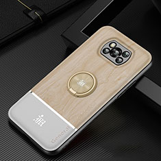 Funda Silicona Carcasa Ultrafina Goma con Magnetico Anillo de dedo Soporte JM1 para Xiaomi Poco X3 Pro Oro