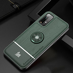 Funda Silicona Carcasa Ultrafina Goma con Magnetico Anillo de dedo Soporte JM1 para Xiaomi Redmi 9 Power Verde