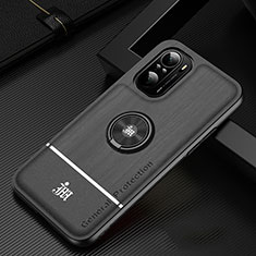 Funda Silicona Carcasa Ultrafina Goma con Magnetico Anillo de dedo Soporte JM1 para Xiaomi Redmi K40 5G Negro