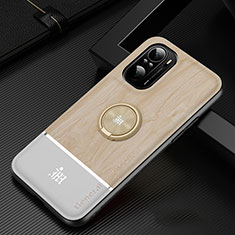 Funda Silicona Carcasa Ultrafina Goma con Magnetico Anillo de dedo Soporte JM1 para Xiaomi Redmi K40 5G Oro