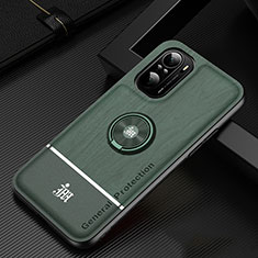 Funda Silicona Carcasa Ultrafina Goma con Magnetico Anillo de dedo Soporte JM1 para Xiaomi Redmi K40 Pro 5G Verde