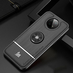 Funda Silicona Carcasa Ultrafina Goma con Magnetico Anillo de dedo Soporte JM1 para Xiaomi Redmi Note 9 5G Negro