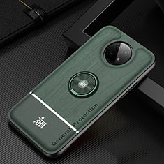 Funda Silicona Carcasa Ultrafina Goma con Magnetico Anillo de dedo Soporte JM1 para Xiaomi Redmi Note 9 5G Verde