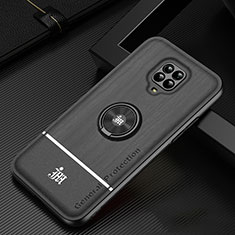 Funda Silicona Carcasa Ultrafina Goma con Magnetico Anillo de dedo Soporte JM1 para Xiaomi Redmi Note 9 Pro Negro