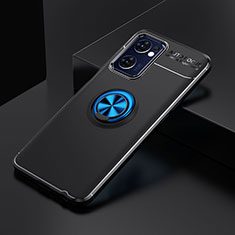 Funda Silicona Carcasa Ultrafina Goma con Magnetico Anillo de dedo Soporte JM2 para OnePlus Nord CE 2 5G Azul y Negro