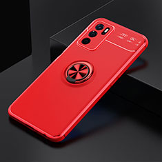 Funda Silicona Carcasa Ultrafina Goma con Magnetico Anillo de dedo Soporte JM2 para Oppo A16 Rojo