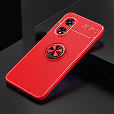 Funda Silicona Carcasa Ultrafina Goma con Magnetico Anillo de dedo Soporte JM2 para Oppo A78 5G Rojo