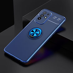 Funda Silicona Carcasa Ultrafina Goma con Magnetico Anillo de dedo Soporte JM2 para Oppo F19 Pro+ Plus 5G Azul