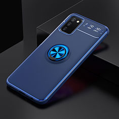 Funda Silicona Carcasa Ultrafina Goma con Magnetico Anillo de dedo Soporte JM2 para Samsung Galaxy A03s Azul