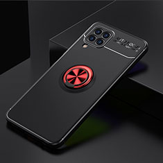 Funda Silicona Carcasa Ultrafina Goma con Magnetico Anillo de dedo Soporte JM2 para Samsung Galaxy A22 4G Rojo y Negro