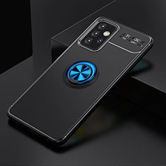 Funda Silicona Carcasa Ultrafina Goma con Magnetico Anillo de dedo Soporte JM2 para Samsung Galaxy A72 4G Azul y Negro