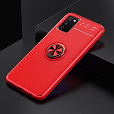 Funda Silicona Carcasa Ultrafina Goma con Magnetico Anillo de dedo Soporte JM2 para Samsung Galaxy F02S SM-E025F Rojo