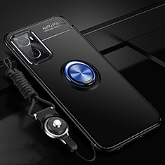 Funda Silicona Carcasa Ultrafina Goma con Magnetico Anillo de dedo Soporte JM3 para Oppo A36 Azul y Negro