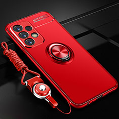 Funda Silicona Carcasa Ultrafina Goma con Magnetico Anillo de dedo Soporte JM3 para Samsung Galaxy A13 4G Rojo