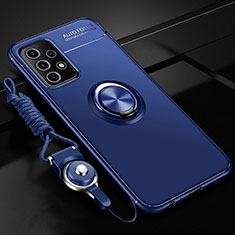 Funda Silicona Carcasa Ultrafina Goma con Magnetico Anillo de dedo Soporte JM3 para Samsung Galaxy A33 5G Azul