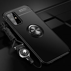Funda Silicona Carcasa Ultrafina Goma con Magnetico Anillo de dedo Soporte JM3 para Samsung Galaxy S20 Plus Negro
