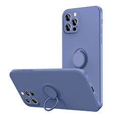 Funda Silicona Carcasa Ultrafina Goma con Magnetico Anillo de dedo Soporte N01 para Apple iPhone 12 Pro Max Gris Lavanda